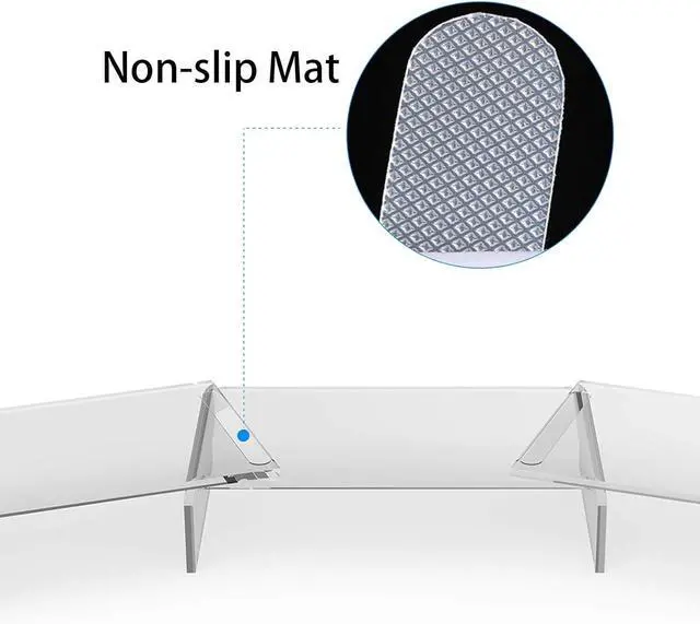 Alt view image 6 of 7 - Acrylic Monitor Stand Riser Dual Monitor Stand with Adjustable Length and Angle 3 Shelf Monitor Stand Riser with Anti-Slip Mat for Laptop Computer PC Printer TV Screen