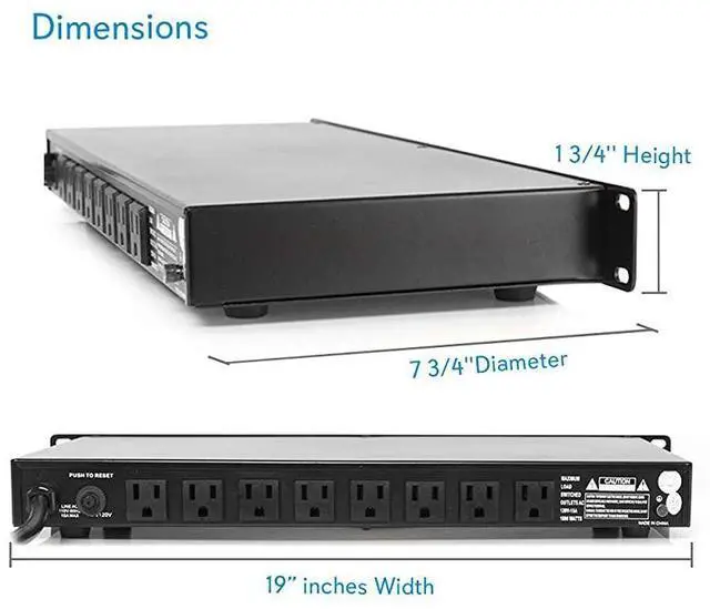 Alt view image 2 of 6 - FOR-8Outlet Rack Mount Power Conditioner 15 Amp 1800W Black AC Surge Protector Suppressor Wall Power Strip w Multi Rear Socket Outlet For Home Electrical Appliance Computer Components PCO800