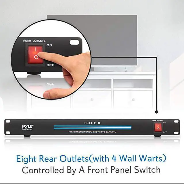 Alt view image 3 of 6 - FOR-8Outlet Rack Mount Power Conditioner 15 Amp 1800W Black AC Surge Protector Suppressor Wall Power Strip w Multi Rear Socket Outlet For Home Electrical Appliance Computer Components PCO800