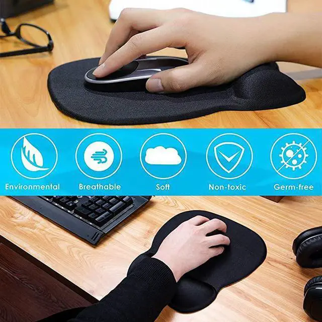Alt view image 6 of 6 - Ergonomic Mouse Pad with Wrist Support Gel Mouse Pad with Wrist Rest, Comfortable Computer Mouse Pad for Laptop, Pain Relief Mousepad with Non-slip PU Base for Office & Home, 9.4 x 8.1 in, Black