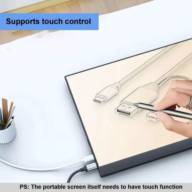 Alt view image 6 of 7 - DisplayPort to USB C Cable 6.6ft 4K@60Hz with USB Cable Adapter DP Male to Type-C Male Converter Support Touch with Thunderbolt 3/4 MacBook Pro/Air 2020/2018 iPad Pro/Air XPS