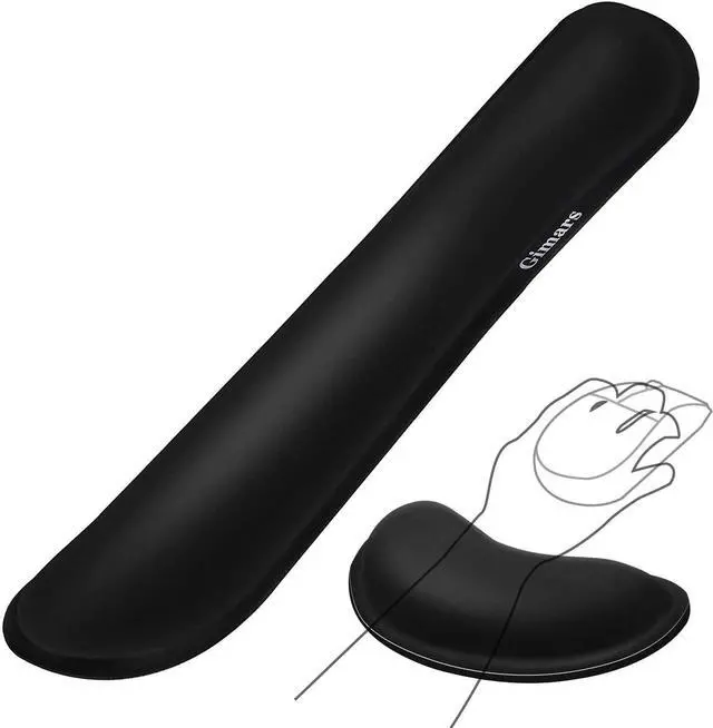 Main image of Gimars Upgrade Enlarge Gel Memory Foam Set Keyboard Wrist Rest Pad Mouse Wrist Cushion Support for Office Computer Laptop Mac Comfortable Lightweight for Easy Typing Pain Relief Black
