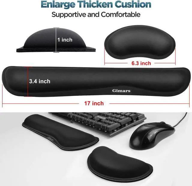 Alt view image 7 of 7 - Gimars Upgrade Enlarge Gel Memory Foam Set Keyboard Wrist Rest Pad Mouse Wrist Cushion Support for Office Computer Laptop Mac Comfortable Lightweight for Easy Typing Pain Relief Black