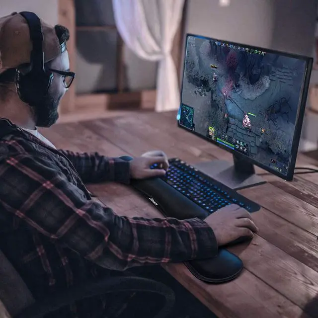 Alt view image 6 of 7 - Gimars Upgrade Enlarge Gel Memory Foam Set Keyboard Wrist Rest Pad Mouse Wrist Cushion Support for Office Computer Laptop Mac Comfortable Lightweight for Easy Typing Pain Relief Black