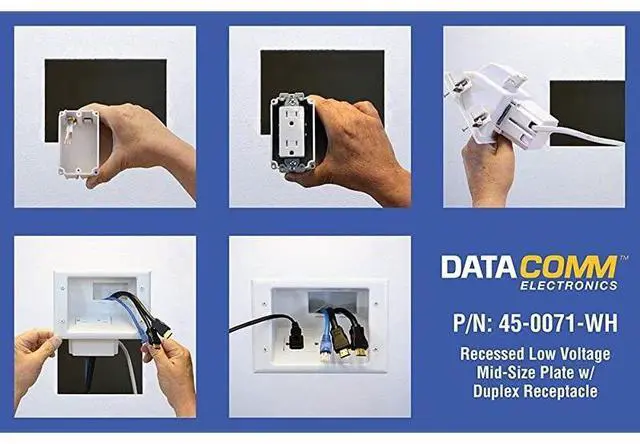 Alt view image 4 of 4 - forElectronics 450081WH Recessed AVHDMI Cable Conceal Plate with Dual Power Surge Suppressor