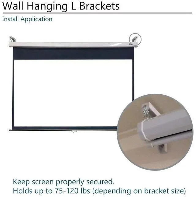 Alt view image 2 of 6 - forElite Screens 6" White Universal Projector Screen L-Brackets, Single Metal Welded Construction, Easy Adjustable Extension for Perfect Screen Placement, Wall or Ceiling Mount - Includes Hooks and