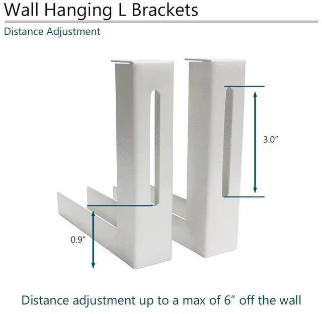 Alt view image 5 of 6 - forElite Screens 6" White Universal Projector Screen L-Brackets, Single Metal Welded Construction, Easy Adjustable Extension for Perfect Screen Placement, Wall or Ceiling Mount - Includes Hooks and