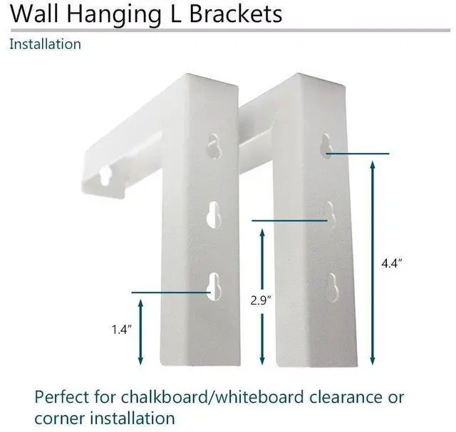 Alt view image 4 of 6 - forElite Screens 6" White Universal Projector Screen L-Brackets, Single Metal Welded Construction, Easy Adjustable Extension for Perfect Screen Placement, Wall or Ceiling Mount - Includes Hooks and