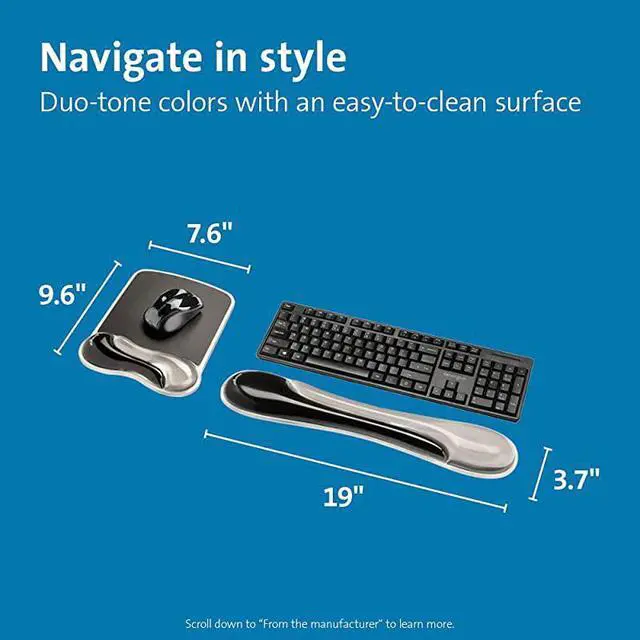 Alt view image 2 of 7 - Duo Gel Mouse Keyboard Wrist Rest Bundle Gray K52500WW Grey