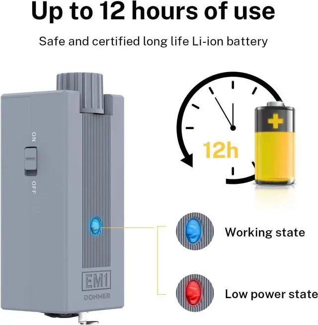 Alt view image 5 of 7 - FOR-EM1 Rechargeable Portable Personal in-Ear Monitor Amplifier Analog Headphone Amplifier Stereo Headphone Earphone Amp Volume Control Audio Booster with XLR and TRS Input 3.5mm Output Jack