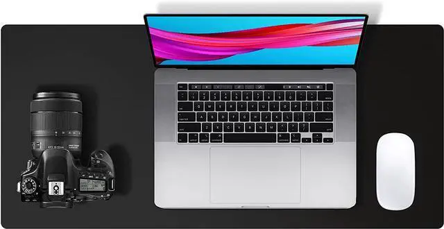 Main image of Leather Desk Pad Protector Mouse Pad Office Desk Mat Non-Slip PU Leather Desk Blotter Laptop Desk Pad Waterproof Desk Writing Pad for Office and Home (Black 23.6 x 13.7)