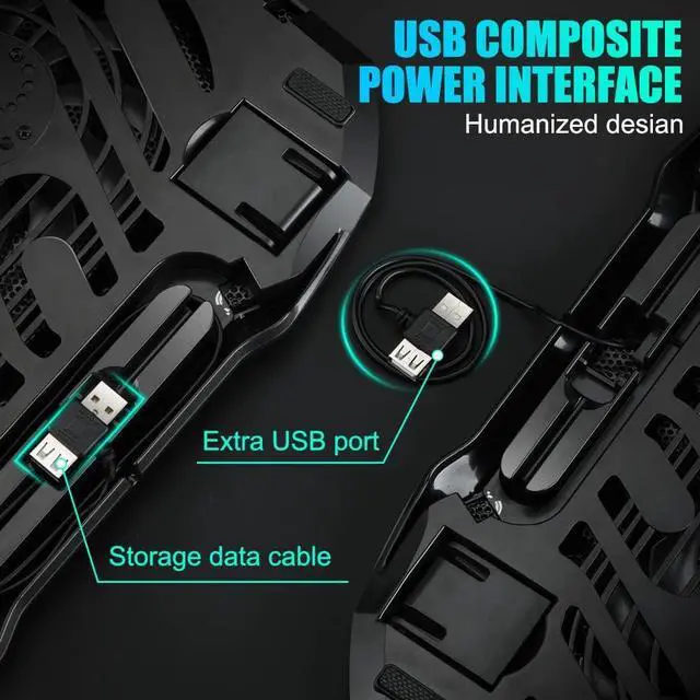 Alt view image 3 of 6 - Laptop Cooling Pad Gaming Laptop Cooler with 2 Quiet Big Fans RGB 7 Color Light Change Portable USB Laptop Stand 11 to 15.6 Inch Slim and Easy Carry Working Study Outdoor Travel 2020