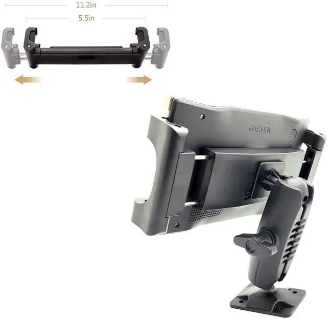 Alt view image 3 of 5 - Heavy Duty Smartphone Tablet GPS AMPS Drill Base Dash ELD Mount for iPad Pro 12.9 Air Mini Galaxy Tab & GPS for Car Commercial Vehicle Van Semi Truck Fleet Limo (Holder fit iPhone 11 XR XS X S9 S20)