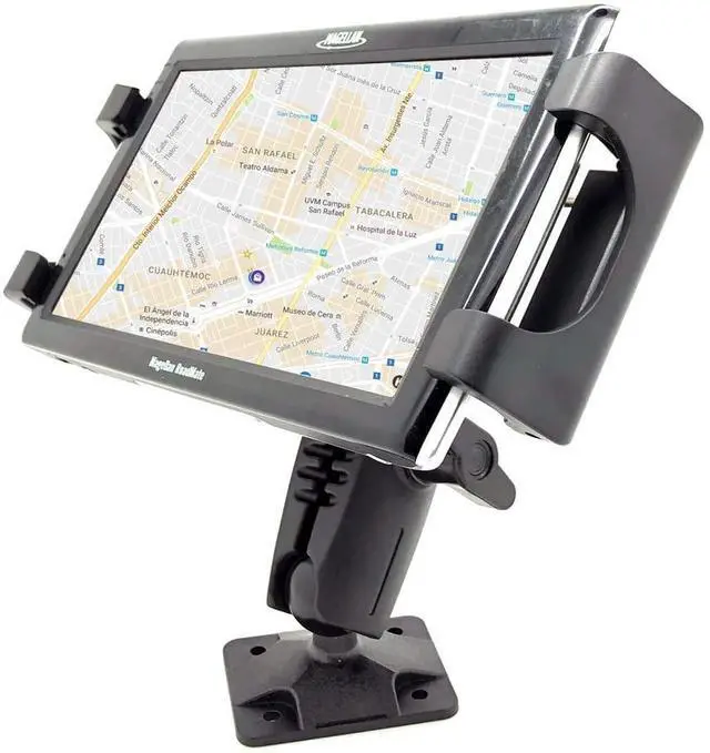 Alt view image 4 of 5 - Heavy Duty Smartphone Tablet GPS AMPS Drill Base Dash ELD Mount for iPad Pro 12.9 Air Mini Galaxy Tab & GPS for Car Commercial Vehicle Van Semi Truck Fleet Limo (Holder fit iPhone 11 XR XS X S9 S20)