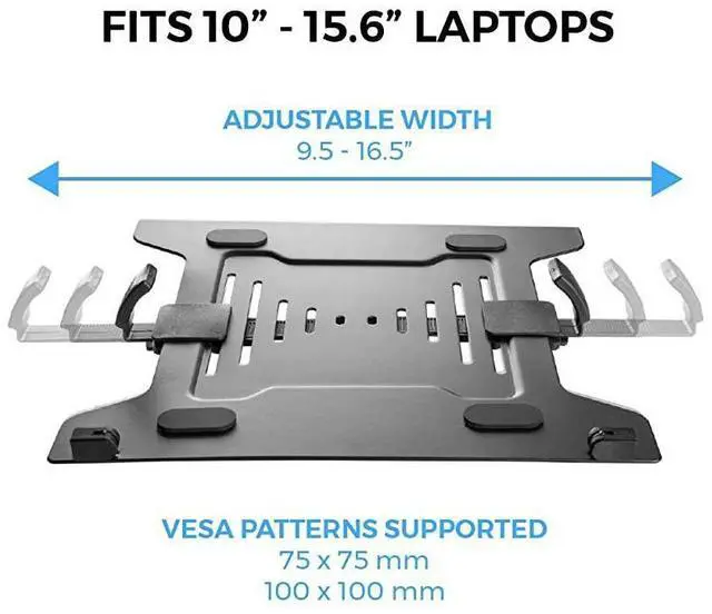 Alt view image 2 of 5 - Laptop Mount Tray for Monitor Arms and Stands Tray Only | Notebook Arm Mount Tray Fits 75 x 75 and 100 x 100 mm VESA Mount Holes | Fully Secures Laptop