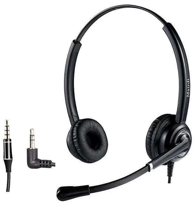 Main image of Headset with Noise Canceling Microphone for Panasonic Telephone Including 35mm Connector for Smartphone PC Laptop Office CallCenter Headset for Cisco ATT Vtech Undiden Cordless DECT Phone