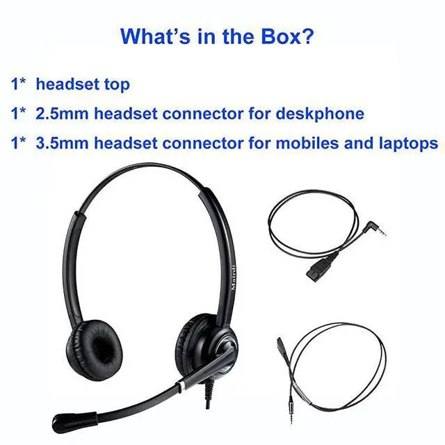 Alt view image 4 of 7 - Headset with Noise Canceling Microphone for Panasonic Telephone Including 35mm Connector for Smartphone PC Laptop Office CallCenter Headset for Cisco ATT Vtech Undiden Cordless DECT Phone