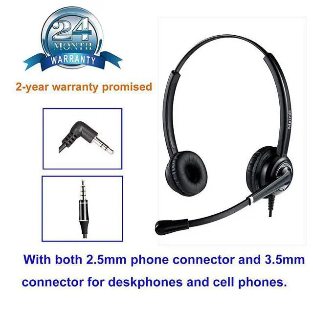Alt view image 2 of 7 - Headset with Noise Canceling Microphone for Panasonic Telephone Including 35mm Connector for Smartphone PC Laptop Office CallCenter Headset for Cisco ATT Vtech Undiden Cordless DECT Phone