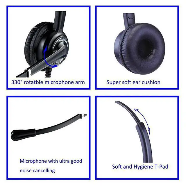 Alt view image 5 of 7 - Headset with Noise Canceling Microphone for Panasonic Telephone Including 35mm Connector for Smartphone PC Laptop Office CallCenter Headset for Cisco ATT Vtech Undiden Cordless DECT Phone