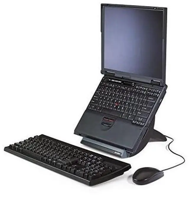 Alt view image 3 of 5 - for Laptop Stand Raise Screen Height to Reduce Neck Strain Vertical Design Allows You to Bring Screen Closer Compact Foot Print Saves Desk Space NonSkid Base Keeps Laptop Secure Black LX550