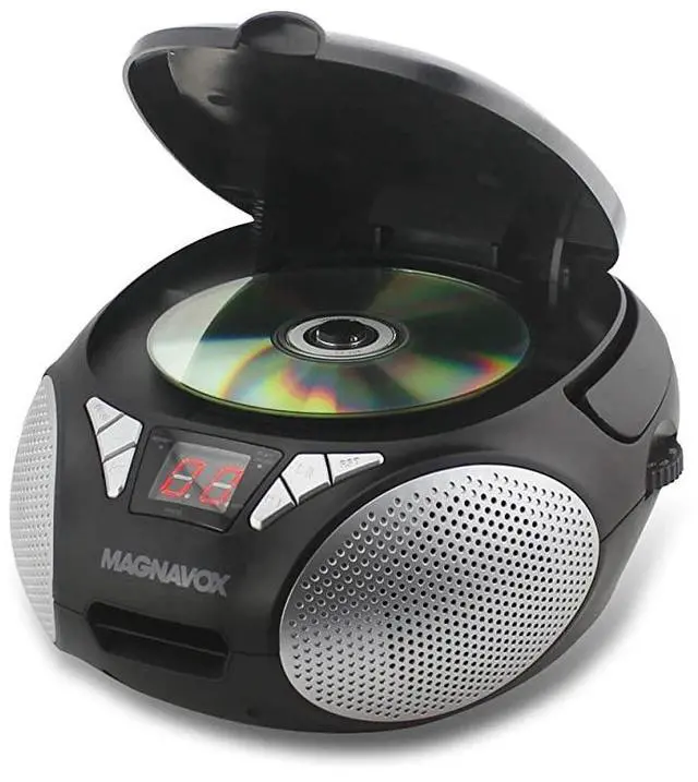 Alt view image 2 of 6 - MD6924 Portable Top Loading CD Boombox with AMFM Stereo Radio in Black | CDRCDRW Compatible | LED Display | AUX Port Supported | Programmable CD Player |