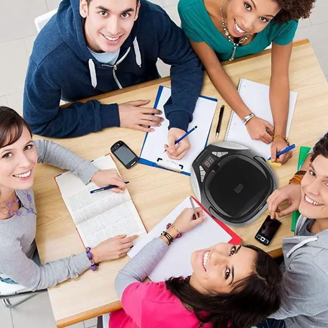 Alt view image 6 of 6 - MD6924 Portable Top Loading CD Boombox with AMFM Stereo Radio in Black | CDRCDRW Compatible | LED Display | AUX Port Supported | Programmable CD Player |