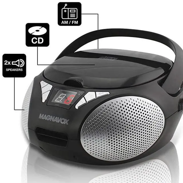 Alt view image 4 of 6 - MD6924 Portable Top Loading CD Boombox with AMFM Stereo Radio in Black | CDRCDRW Compatible | LED Display | AUX Port Supported | Programmable CD Player |