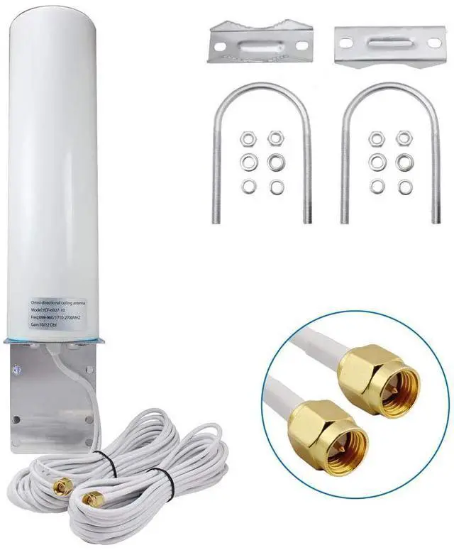 Alt view image 3 of 7 - FOR High Gain 10-12dBi Dual SMA Male 698-2700 MHz 3G/4G LTE Omni-Directional Outdoor Pole/Wall Mount Antenna for Mobile Cell Phone Cellular 4G LTE Router Modem Gateway