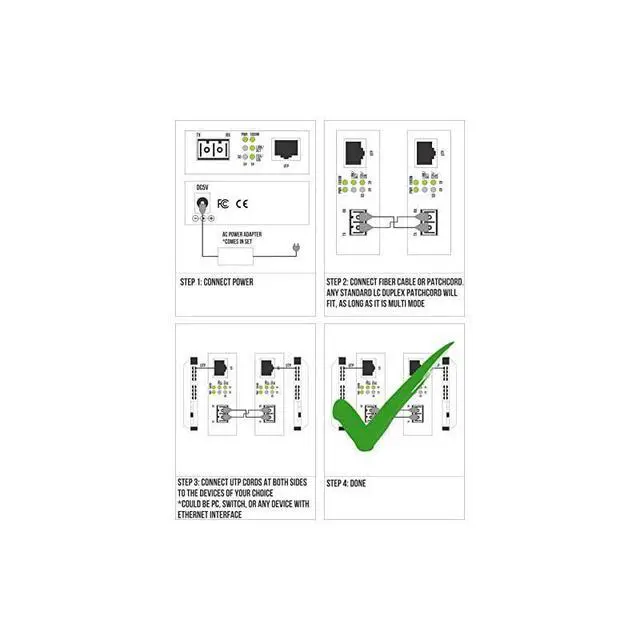 Alt view image 6 of 6 - for LC 850 nm Gigabit Fiber Media Converter Includes SFP 550 m 034 Miles LC to UTP Cat5e Cat6 101001000 RJ45 Auto Sensing Gigabit or Fast Ethernet Speed Jumbo Frame LLF Support