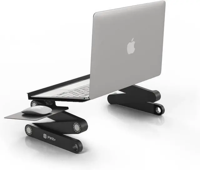 Main image of FOR-Laptop Table Stand Adjustable Riser: Portable with Mouse Pad Fully Ergonomic Mount Ultrabook MacBook Gaming Notebook Light Weight Aluminum Black Bed Tray Desk Book Fans Up to 17 inch