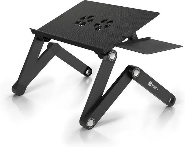 Alt view image 2 of 7 - FOR-Laptop Table Stand Adjustable Riser: Portable with Mouse Pad Fully Ergonomic Mount Ultrabook MacBook Gaming Notebook Light Weight Aluminum Black Bed Tray Desk Book Fans Up to 17 inch