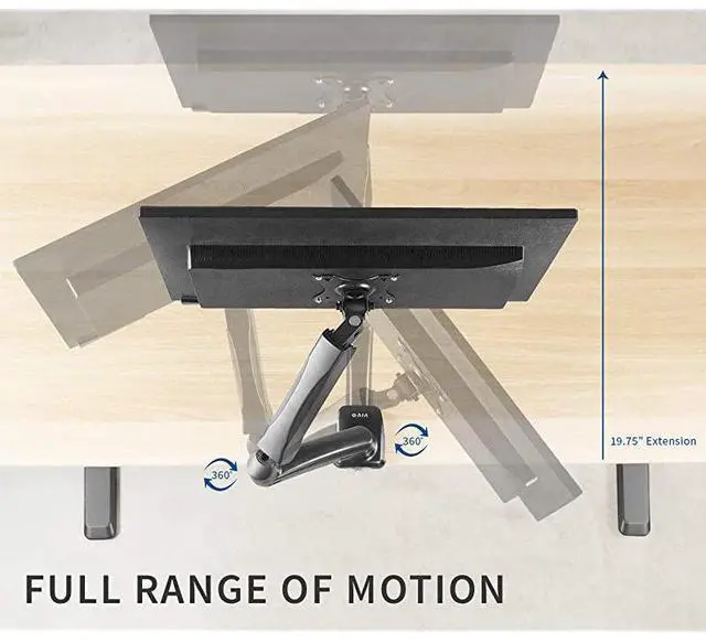 Alt view image 4 of 7 - forHeight Adjustable Monitor Arm Single Counterbalance Desk Mount for Screens up to 27 inches Fully Articulating Black Pneumatic Universal VESA Stand STANDV001O