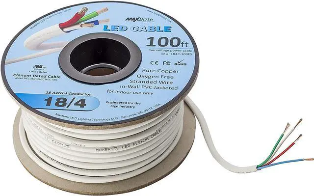 Main image of FOR-LED Cable 4 Conductor Jacketed In-Wall Speaker Wire UL/cUL Class 2 (100ft. Spool)