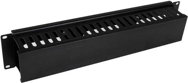 Main image of Horizontal 2U Server Rack Cable Management Finger Duct w/ Cover - 19" Network Rack Wire Duct Raceway Panel - Slotted Wire Duct (CMDUCT2U),Bla