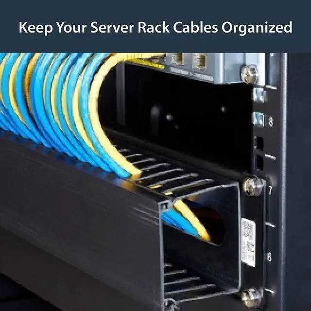 Alt view image 3 of 3 - Horizontal 2U Server Rack Cable Management Finger Duct w/ Cover - 19" Network Rack Wire Duct Raceway Panel - Slotted Wire Duct (CMDUCT2U),Bla