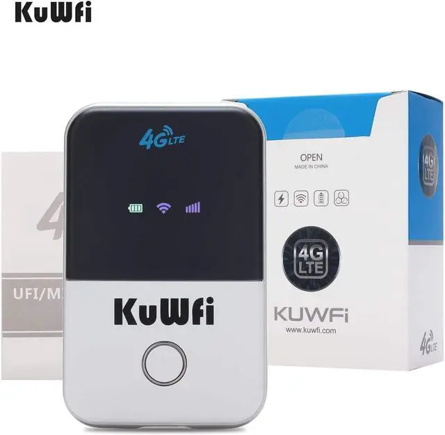 Alt view image 2 of 5 - FOR-KuWFi 4G LTE Mobile WiFi Hotspot Unlocked Travel Partner Wireless 4G Router with SIM Card Slot Support LTE FDD B2/B4/B5/B12/B17 Network Band for AT&T/T-Mobile