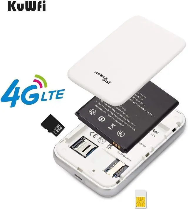 Alt view image 3 of 5 - FOR-KuWFi 4G LTE Mobile WiFi Hotspot Unlocked Travel Partner Wireless 4G Router with SIM Card Slot Support LTE FDD B2/B4/B5/B12/B17 Network Band for AT&T/T-Mobile