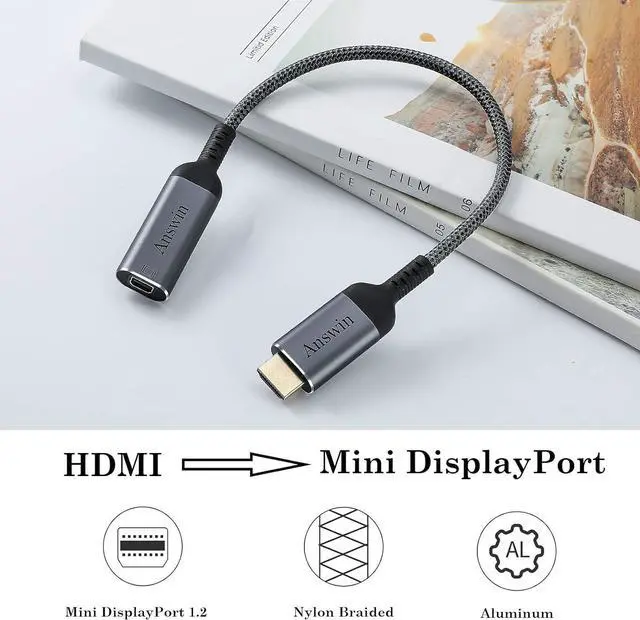 Alt view image 7 of 7 - HDMI to Mini DisplayPort Adapter 4K HDMI to Mini DisplayPort Active HDMI 1.4 Source for Xbox One/360 NS Mac Mini PC/Laptops to Mini DP 1.2 Out Monitor with DisplayPort 1.2/Mini DisplayPort