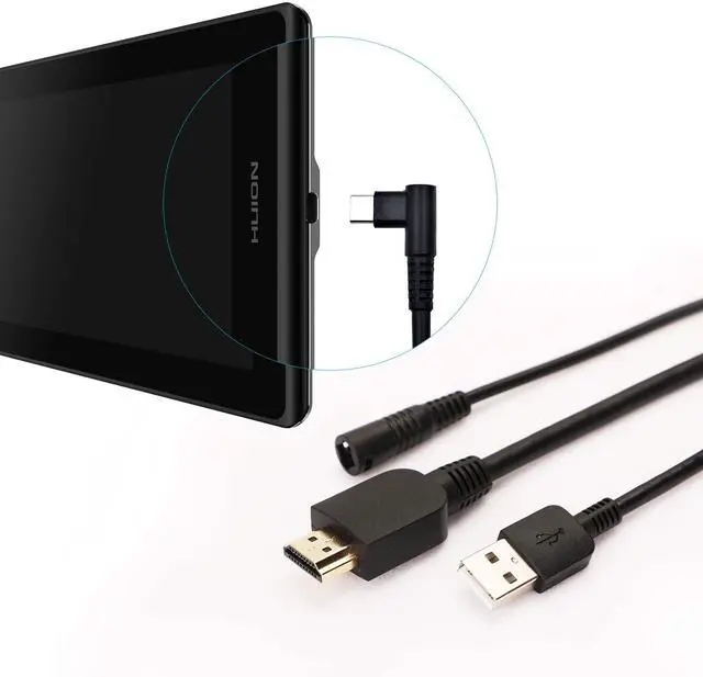Alt view image 2 of 6 - FOR-Huion 3-in-1 Cable for KAMVAS Pro 16 Pro 13 GT-133 and Pro 12 GT-116 Graphics Drawing Monitor with HDMI Power and USB Cables Included
