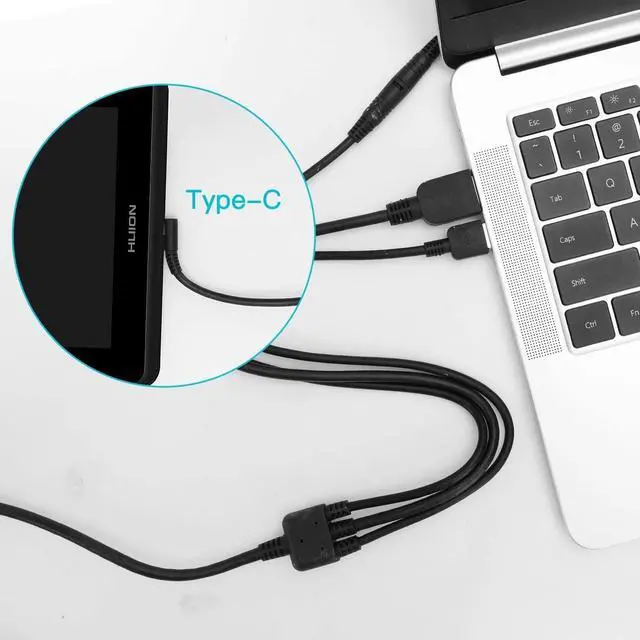 Alt view image 3 of 6 - FOR-Huion 3-in-1 Cable for KAMVAS Pro 16 Pro 13 GT-133 and Pro 12 GT-116 Graphics Drawing Monitor with HDMI Power and USB Cables Included