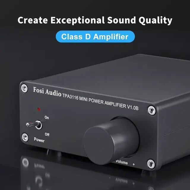 Alt view image 2 of 7 - Good Product Outlet V1.0B 2 Channel Amplifier Stereo Audio Amp Mini Hi-Fi Class D Integrated TPA3116 Amp for Home Speakers 50W x 2 with 19V 4.74A Power Supply