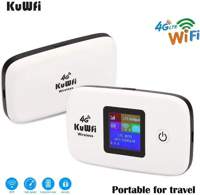 Alt view image 2 of 7 - FOR-KuWFi 4G LTE Mobile WiFi Hotspot Unlocked Wireless Internet Router Devices with SIM Card Slot for Travel Support B1/B3/B5/B7/B8/B20 in Europe Caribbean South America Africa