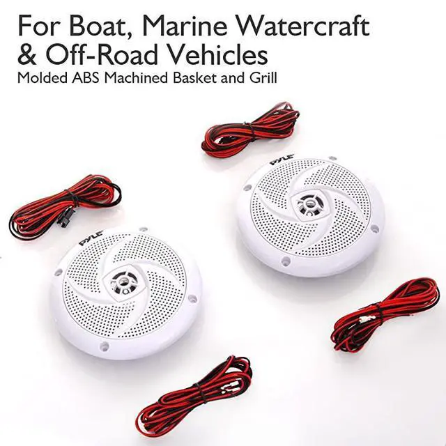 Alt view image 2 of 7 - FOR-LowProfile Waterproof Marine Speakers 240W 65 Inch 2 Way 1 Pair Slim Style Waterproof Weather Resistant Outdoor Audio Stereo Sound System wBlue Illuminating LED Lights White