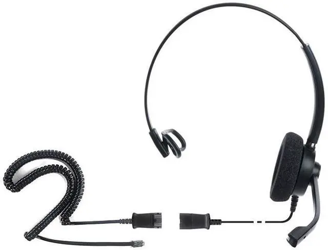 Alt view image 2 of 6 - IPH160 Professional Monaural Noise Cancelling Corded landline Phone Headset for Call CenterOffice with U10P Cable Works with AvayaLucent NortelPolycomSamsungMitel and Many Other IP Phones