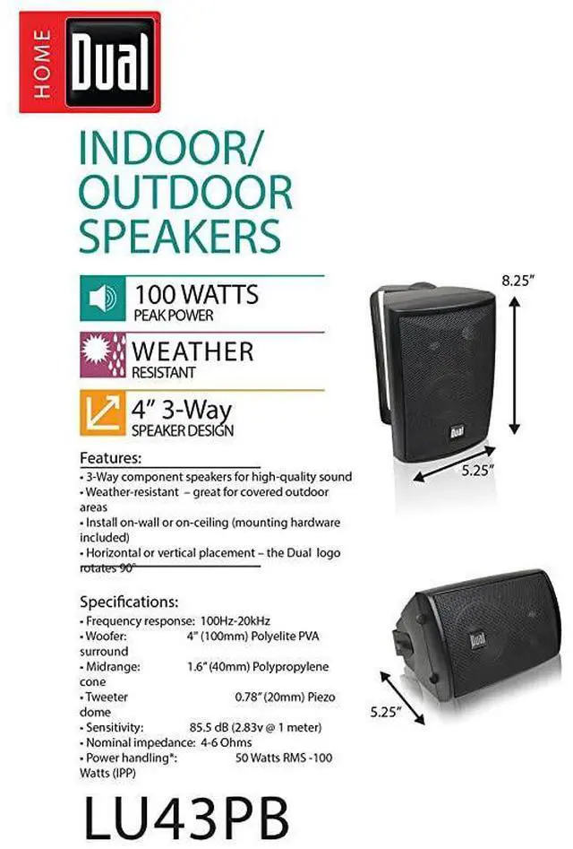 Alt view image 3 of 6 - FOR LU43PB 3-Way High Performance Outdoor Indoor Speakers with Powerful Bass | Effortless Mounting Swivel Brackets | All Weather Resistance | Expansive Stereo Sound Coverage | Sold in Pairs