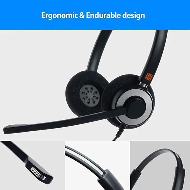 Alt view image 3 of 6 - IPH165 Binaural Noise CancelingCorded Headset wit HIS02 Cable for Avaya IP 160816169608G 9611G 9610 9620 9620L 9620C 9630 9630G 9640 9640G 9650 9670 IP Phones