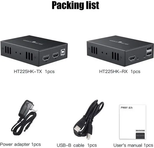 Alt view image 7 of 7 - HDMI KVM USB Extender Transmit 1080p HD Video Over Cat5e/6 Ethernet Cable 50m (164ft) for Mouse and Keyboard Control Remote Signals