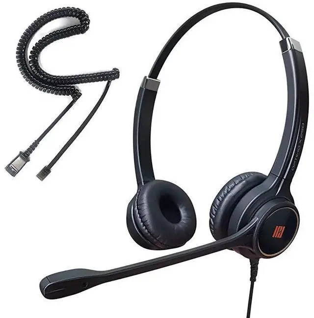 Main image of IPH-255 Optimo-X Duo Ear Noise canceling,Corded headset for Call center,Office and Landline phones w U10P bottom cable w RJ9 jack works with Poycom VVX,Avaya,Nortel, Mitel and many other IP phones