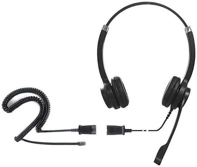 Alt view image 2 of 6 - IPH-255 Optimo-X Duo Ear Noise canceling,Corded headset for Call center,Office and Landline phones w U10P bottom cable w RJ9 jack works with Poycom VVX,Avaya,Nortel, Mitel and many other IP phones