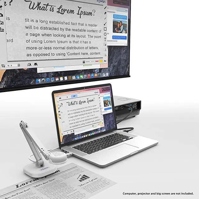 Alt view image 6 of 6 - forINS1 Tiny 8MP USB Document Camera with AutoFocus and LED Supplemental Light Excellent for Distance Education and Web Conferencing